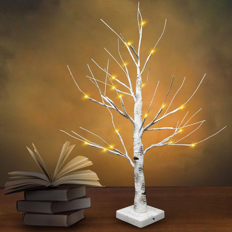 Joiedomi 2 Pack 24" LED Birch Tree, Warm White Tabletop Tree with Timer Light Jewelry Holder Decor for Christmas Thanksgiving Home Party, 2 of 7
