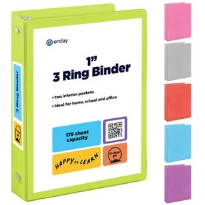 3 Ring Binder Clear View Cover with 2 Inside Pockets, Colored School Supplies Office and Home Binders – by Enday - 1 of 4