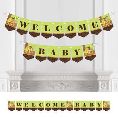 Big Dot of Happiness Funfari - Fun Safari Jungle - Baby Shower Bunting Banner - Jungle Party Decorations - Welcome Baby