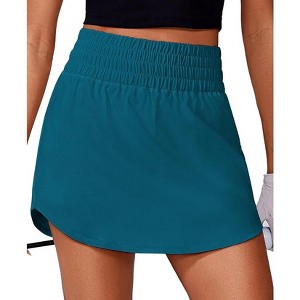 Pinspark Golf Skirts for Women High Elastic Waisted Athletic Skort 2 Pockets Curved Hem Tennis Skirt for Pickleball Workout - 1 of 4