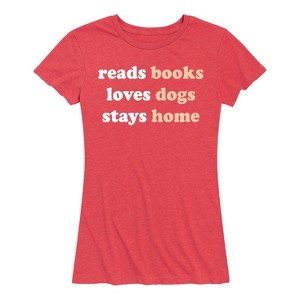 Women's - Instant Message - Books Dogs Home Short Sleeve Graphic T-Shirt - 1 of 4