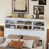 NicBex Queen Vintage Wood Platform Bed Frame with Storage Headboard and Charging Station,No Box Spring Needed,White/Walnut/Gray - 4 of 4