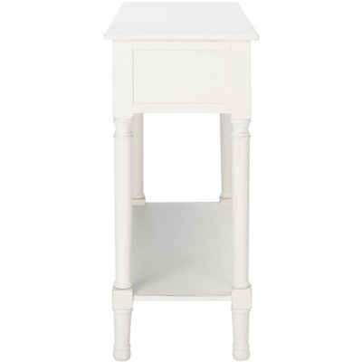 Distressed White Wood Console Table with Storage Drawers