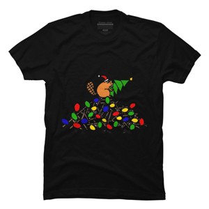 Men's Design By Humans Cool Christmas Beaver dding Lights to Dam By SmileToday T-Shirt - 1 of 4