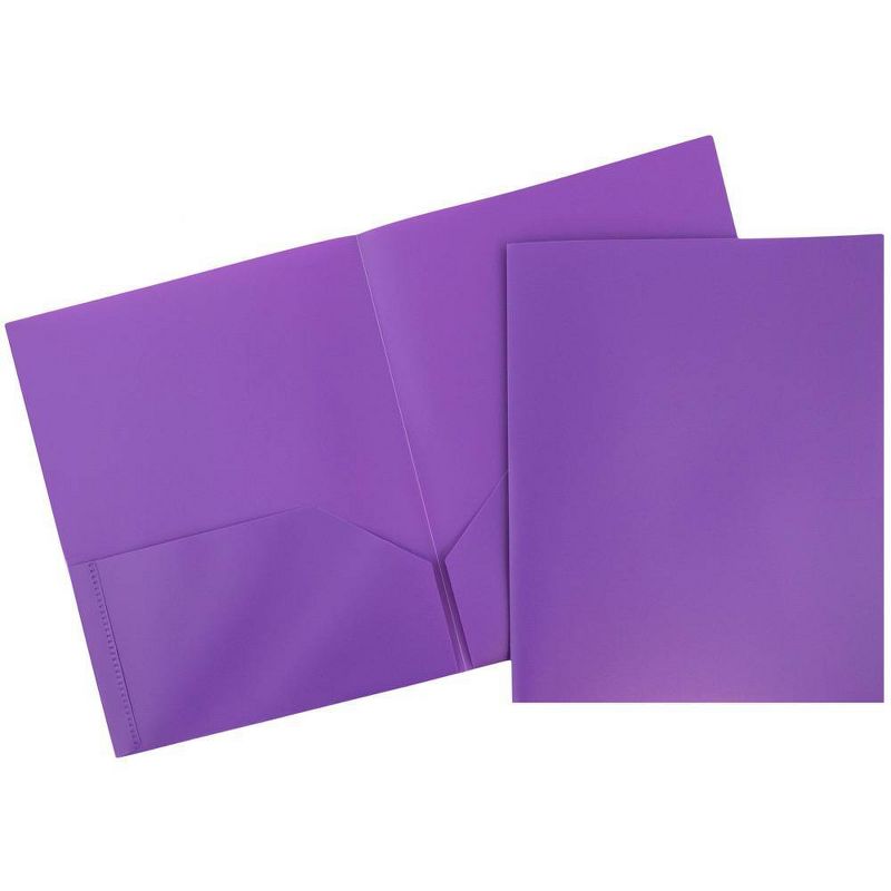 JAM 6pk POP 2 Pocket School Presentation Plastic Folders Purple, 1 of 7