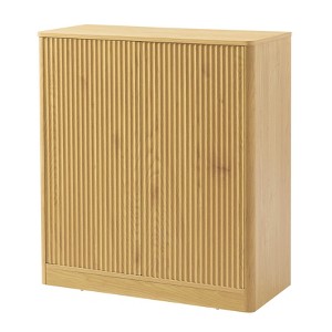 Gulches 31 in W x 15 in D x 34 in H Natural Wood Free Standing Decorative Storage Cabinets with 2 Doors Wavy Curved Panels in Natural - 1 of 4