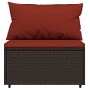 vidaXL Patio Middle Sofa with Cushions, Brown Poly Rattan, Sturdy Powder-Coated Steel Frame, Weather Resistant, Trendy Design, Easy Assembly - 3 of 4