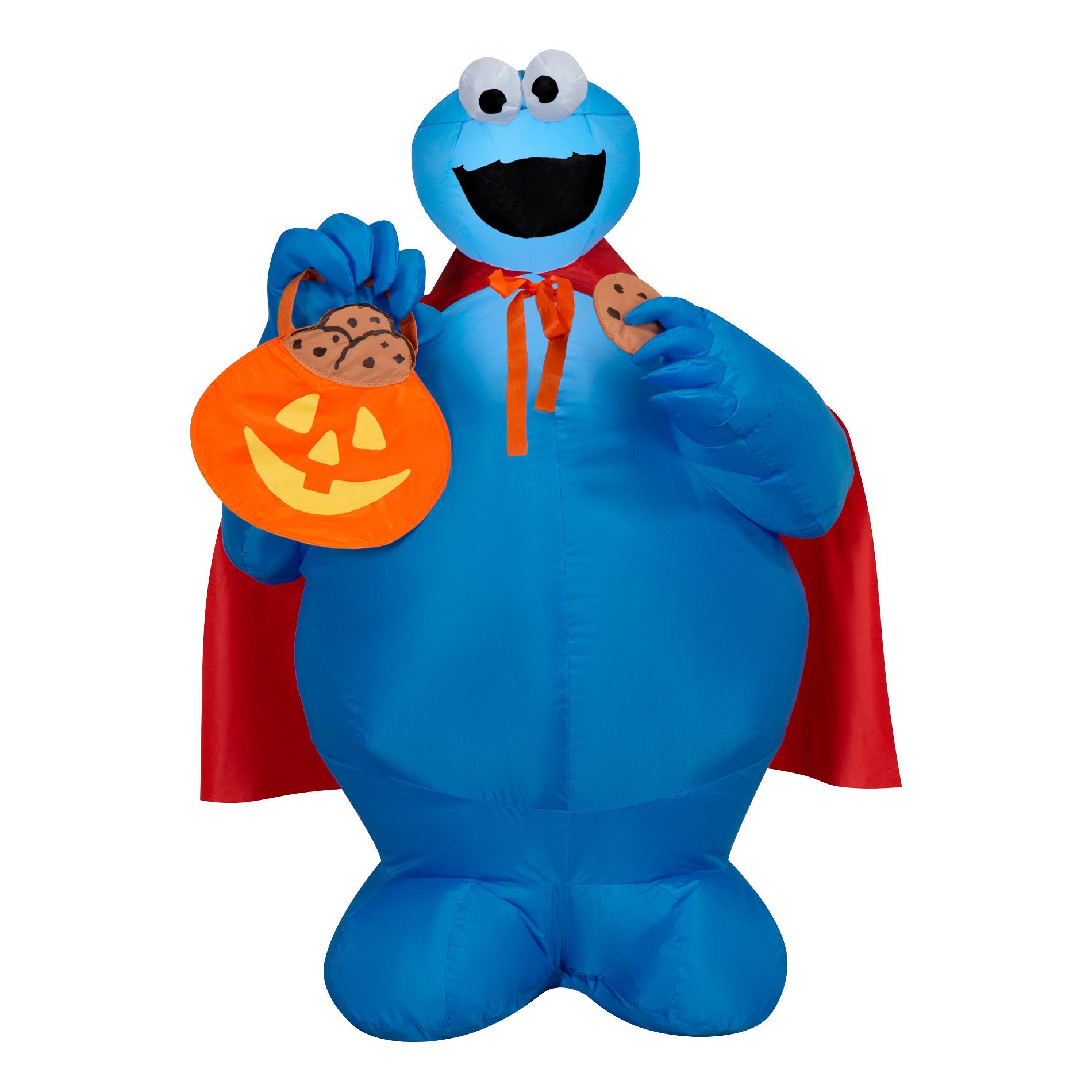 Gemmy Airblown Inflatable Cookie Monster w/Cape Sesame Street, 3 ft Tall, Multicolored