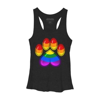 Adult Design By Humans Rainbow Pride Heart Pawprint By leashonlife Racerback Tank Top