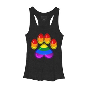 Adult Design By Humans Rainbow Pride Heart Pawprint By leashonlife Racerback Tank Top - 1 of 2