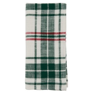 Saro Lifestyle Plaid Napkin, 20" Square, White/Green (Set of 4) - 1 of 4