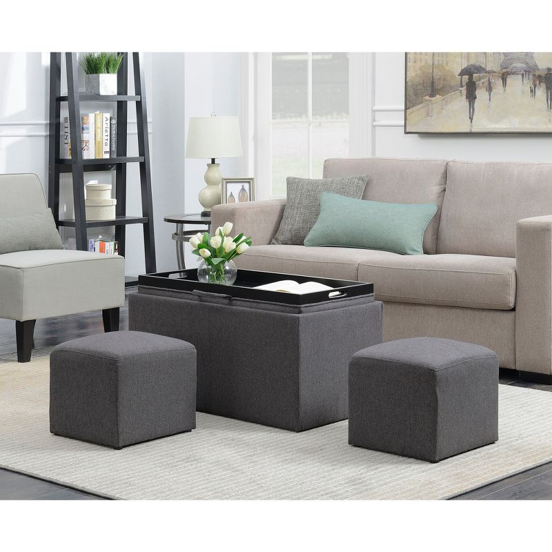 Designs4Comfort Sheridan Storage Bench with 2 Side Ottoman - Breighton Home, 4 of 10