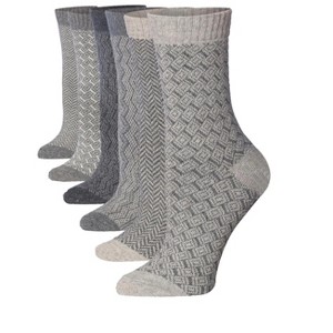 Wool-Blend Grey Jacquard Socks - 6 Pairs - 1 of 4