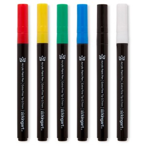 KINGART Acrylic Paint Pens Extra Fine 6 Primary Colors - 1 of 4