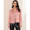 INSPIRE CHIC Women's Turn-Down Collar Flap Pockets Snap Button Faux Suede Jacket - 2 of 4