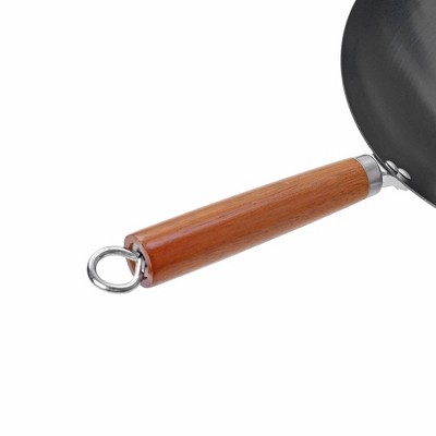 12" Carbon Steel Wok with Acacia Wood Handle and Nonstick Coating