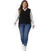 Agnes Orinda Women's Plus Size V Neck Knit Solid Classic Sleeveless Pullover Sweater Vest - 3 of 4
