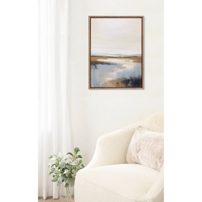 Gold Beaded Frame Abstract Landscape Canvas Wall Art 18x24