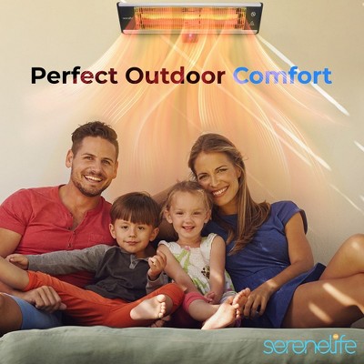 SereneLife 1500W Black Wall-Mounted Electric Patio Heater with Remote