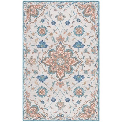 Blossom BLM689 Handmade Tufted Area Rug - Beige/Blue - 6' X 9' - Safavieh
