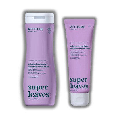 Attitude Natural Super Leaves Moisture Rich Shampoo Quinoa & Jojoba - 16 oz (Vegan) & Moisture Rich Conditioner 8 oz (Vegan) DUO SET