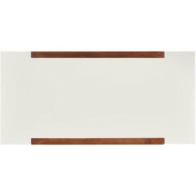 Mid-Century Modern White and Walnut Writing Desk with Drawer