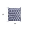 20" Indigo And White Cotton Motif Throw Pillow - 3 of 4