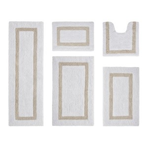 Hotel 5 PC Bath Rug 100% Premium Cotton Tufted Weave Two Tone Reversible Bathroom Rug, Super Soft Absorbent, Machine Washable Bath Mat - 1 of 4