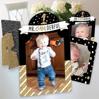 Big Dot of Happiness 1st Birthday Little Mr. Onederful - Boy First Birthday Party 4x6 Picture Display - Paper Photo Frames - Set of 12