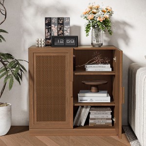 PexFix Modular Sideboard Cabinet with Storage Farmhouse Buffet Cabinet with Rattan Panels for Living Room Kitchen Dining Room Entryway - 1 of 4