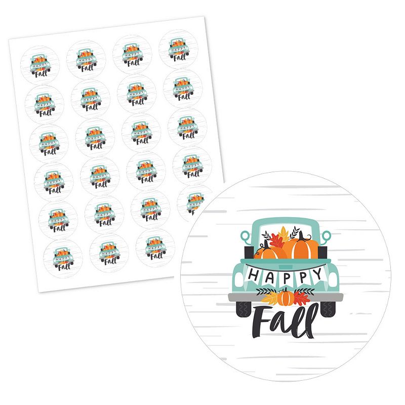 Big Dot of Happiness Happy Fall Truck - Harvest Pumpkin Party Circle Sticker Labels - 24 Count, 2 of 5