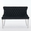 TOBILI Velvet Double Dining Loveseat Bench, Kitchen & Dining Seating, 2-Seat Tufted Bench w/Handmade Buttons,Brushed Silver Stainless Steel Legs - 2 of 4