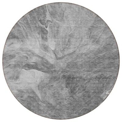 Gray Silver And Charcoal Abstract Washable Indoor Outdoor Area Rug