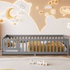 NicBex Twin/Full/Queen Kids Platform Bed Frame with Safety Guardrails & Detachable Door,Modern Floor Bed for Bedroom,Kids Room - 3 of 4