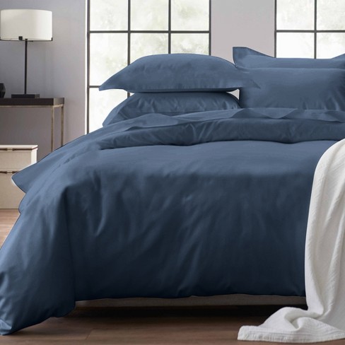 Indigo Navy Blue Duvet Cover King 400 Thread Count 3 Piece Bedding Set Comforter Cover And Two Pillow Shams With Button Closure And Corner Ties Target