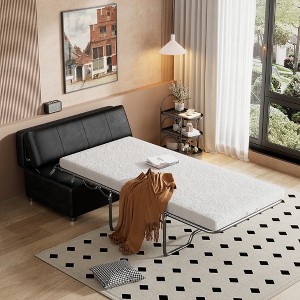 LOVMOR Twin Size Folding Ottoman Sleeper Bed with Mattress Convertible Guest Bed - 1 of 4