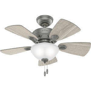 Hunter 34" Watson Lighted Ceiling Fan Matte Silver Finish with 5 Blades in Light Gray Oak/Warm Grey Oak for Small Rooms - 1 of 2