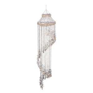 Beachcombers Burnt Tropical Flower Design Stairway Shell Wind Chime - 1 of 2