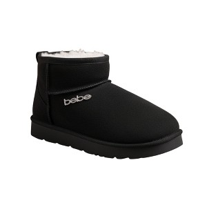 Bebe Women’s Boots - Cozy Women's Shoes, Microsuede Ankle Boots with Faux Fur Lining, Rhinestone Logo - 1 of 4