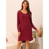 cheibear Women's Lace Trim Long Sleeves Pull-on Nightshirt Dress - 2 of 4