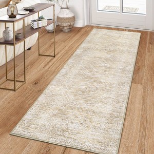 Faux Wool Machine Washable Foldable Printed Area Rug Modern Distressed Diamond Heart with Non Slip Design Stain Resistant Non Shedding Pet Friendly - 1 of 4