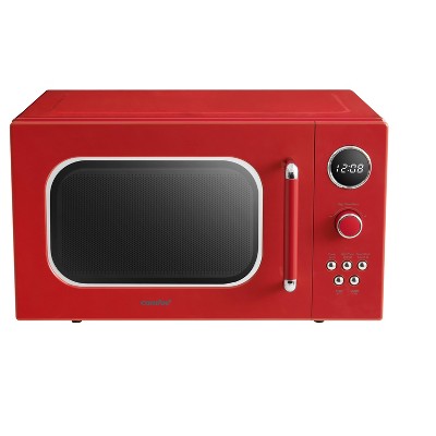 Retro Red Small 0.9 cu ft Countertop Microwave with LED Display