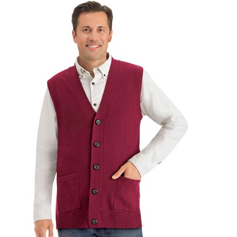 Collections Etc Men s Versatile Button Front Sweater Vest X large Burgundy Male Target