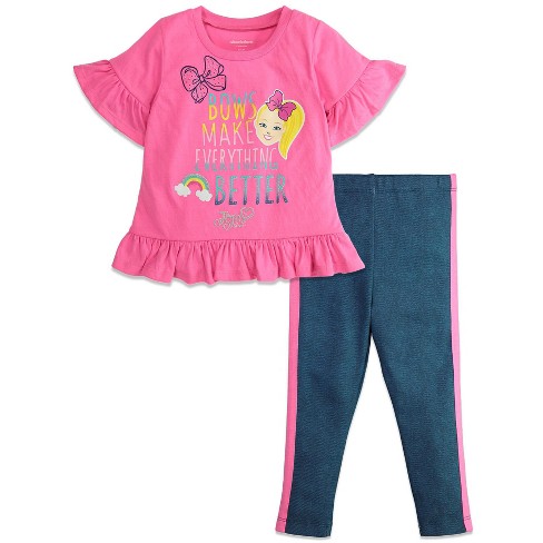 JoJo Siwa Toddler Girls Graphic T-Shirt and Leggings Outfit Set Pink / Navy  Blue 4T