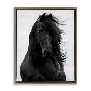 Stupell Industries Black Stallion Horse Portrait Floating Frame Canvas Art - 1 of 4