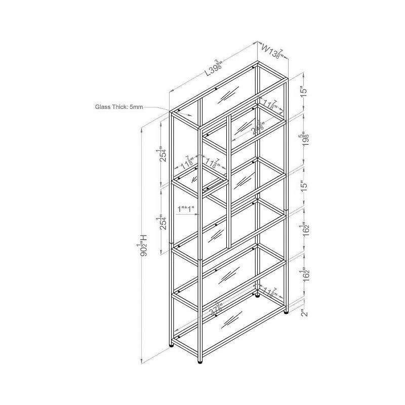 90.5" Suncroft Glass Shelf Accent Bookcase - miBasics, 6 of 7