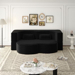 KWPZQEB Convertible Folding Sofa Bed, Corduroy Fabric Foam-Filled Couch with 2 Pillows, Modern Folding Loveseat Sofa for Living Room, Bedroom - 1 of 4