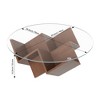 CAVINAS Round Coffee Table,35.4" Walnut Storage Table with Shelves,Glass Desktop,Geometric Art Deco Base,Center Table for Living Room,Office,Bedroom - 3 of 4