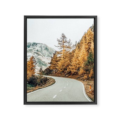 83 Oranges Snow and Golden Pine Framed Art Canvas Black - Deny Designs