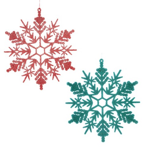 SET OF 15 VINTAGE PLASTIC SNOWFLAKES DIFFERENT SIZES WITH HOOKS